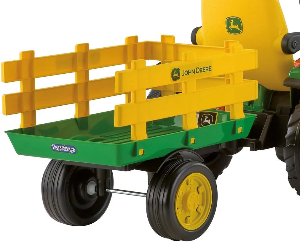 Peg Perego John Deere Ground Force 12V + remorque, vert/jaune, enfants