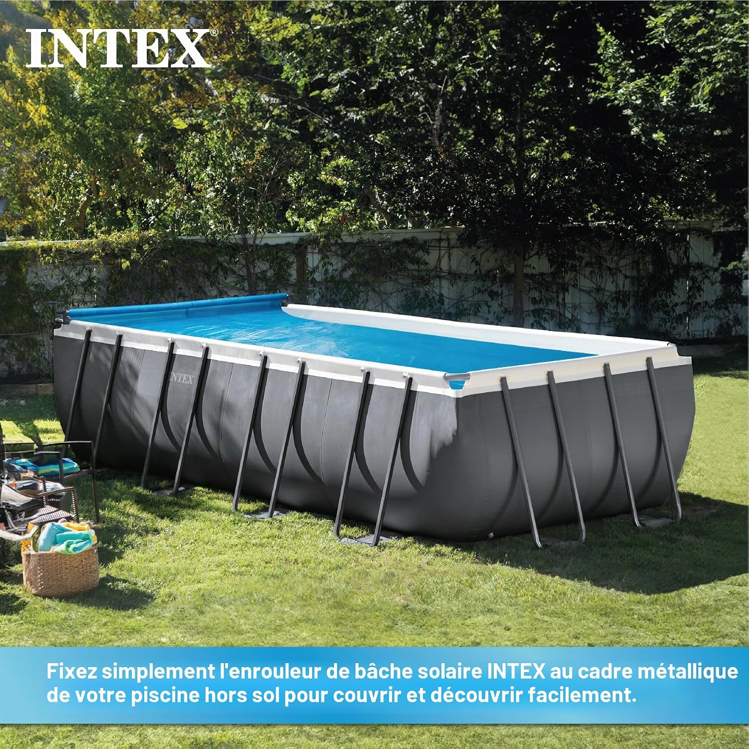 Intex Enrouleur bâche à Bulles pour Piscine rectangulaire de 2,74m à 4,88m