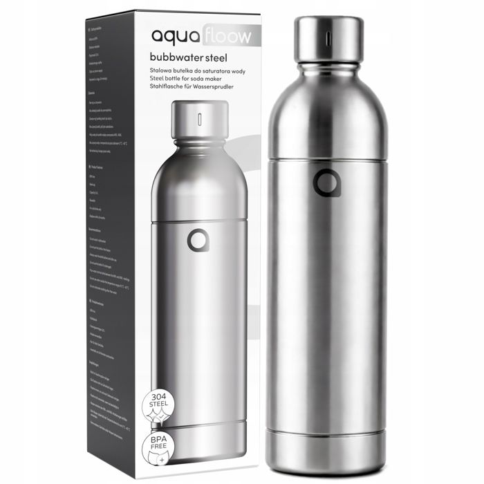 Aquafloow Machine à soda eau pétillante – acier – 3 bouteilles de 0,8 l – cylindre CO₂ inclus - Réglage d'intensité des bulles
