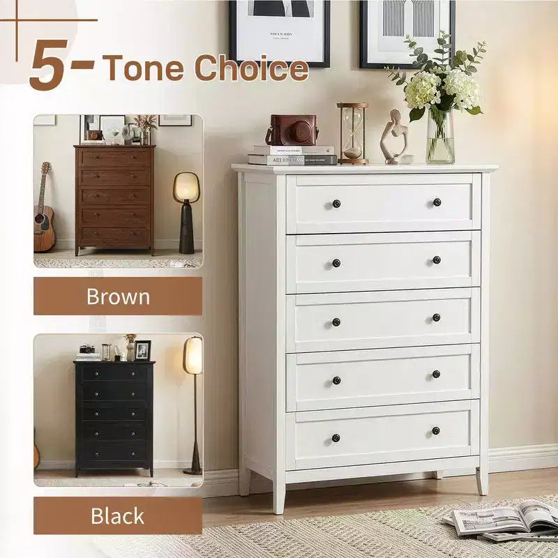 Commode 5 tiroirs Karl Home à double poignée et à construction de cadre de 31,5 pouces