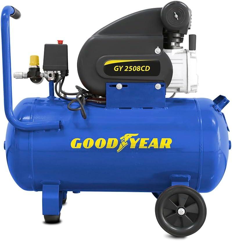 GOODYEAR - Compresseur d'air 50L 230V 8 bar 115 PSI Débit max 210 L/min Silencieux