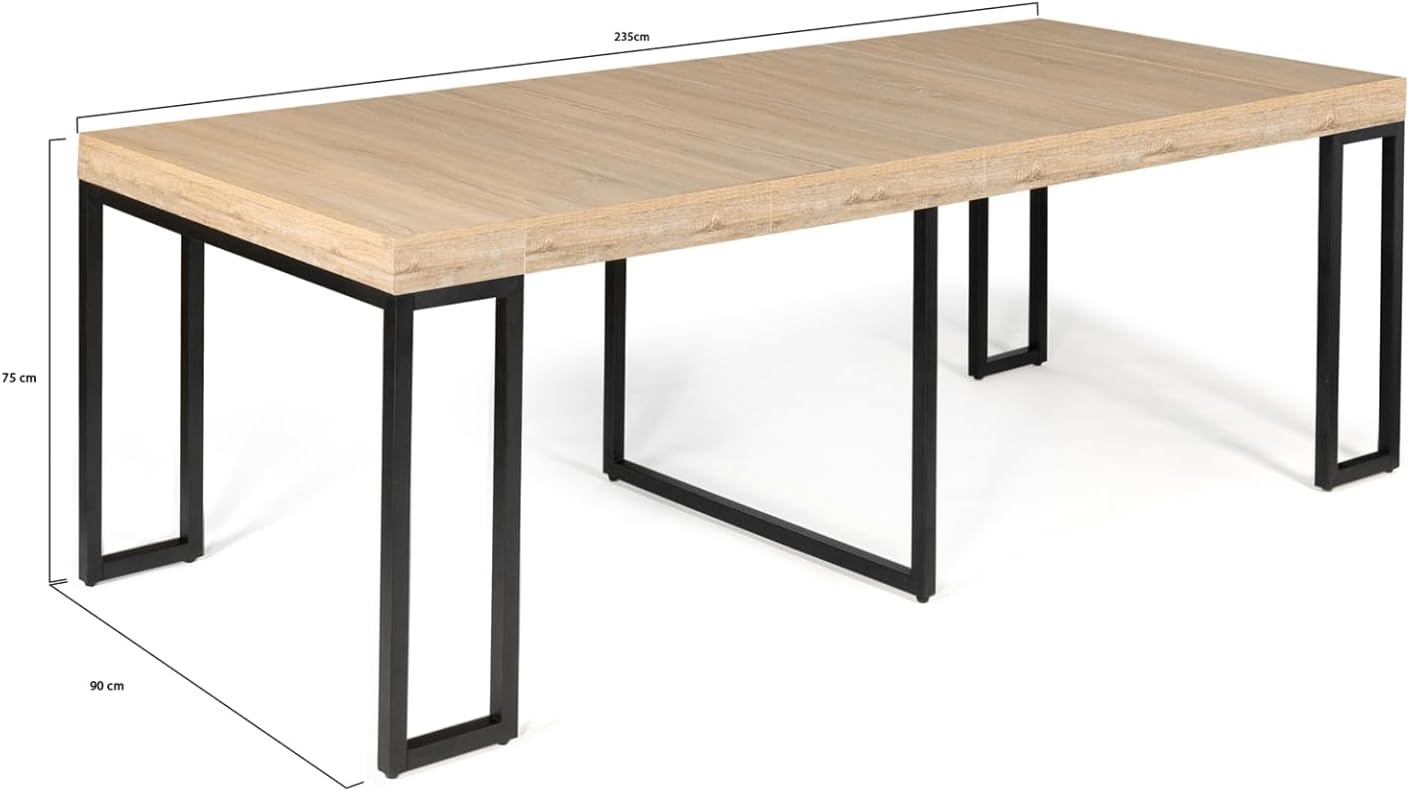 IDMarket - Table Console Extensible Toronto 10 Personnes 235 cm Design Industriel