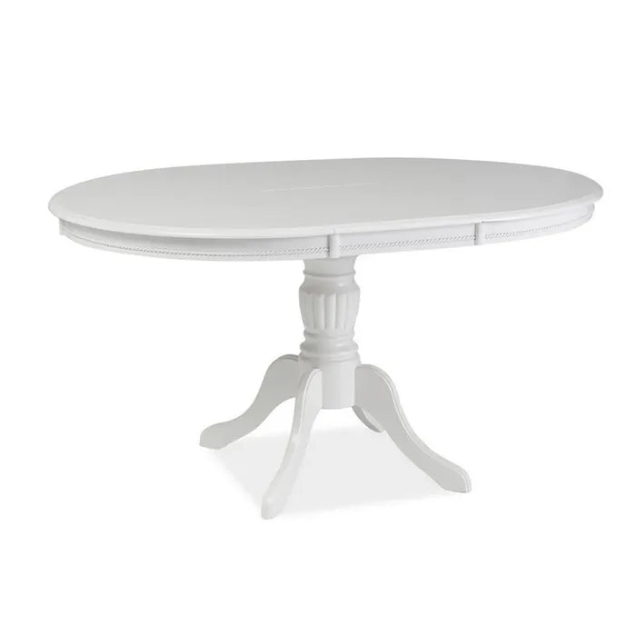 Table à Manger Blanche 106cm Extensible Blanche Avec Pied Central Ade Blanc Table