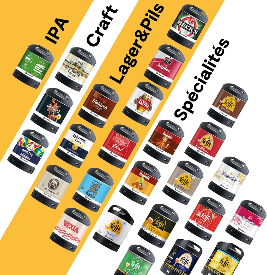 PerfectDraft – Pack Tireuse À Bière + 1 Fût Kwak Blonde 6L – Machine Pression À Domicile – Refroidissement À 3°C – 30 Jours Fraîcheur – Écran LED Température – Idée Cadeau Amateur Bière