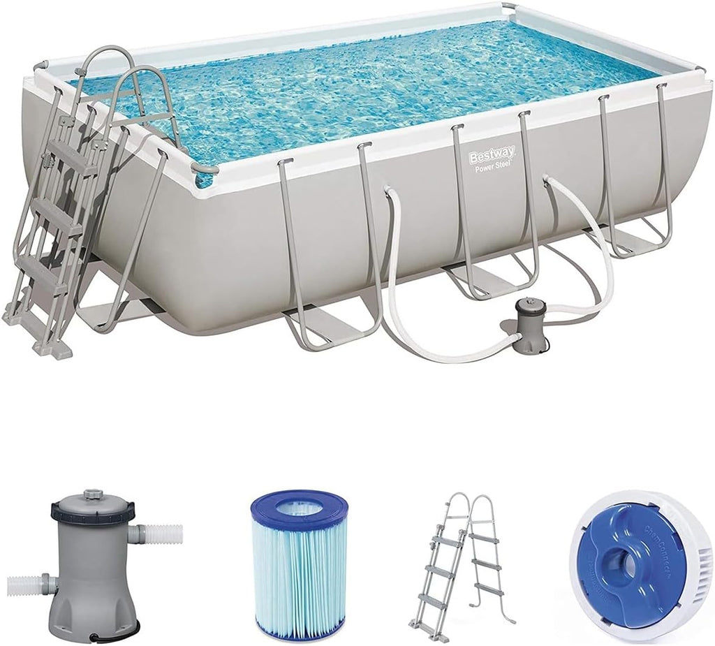 Bestway Power Steel Rectangular Pools, Grey