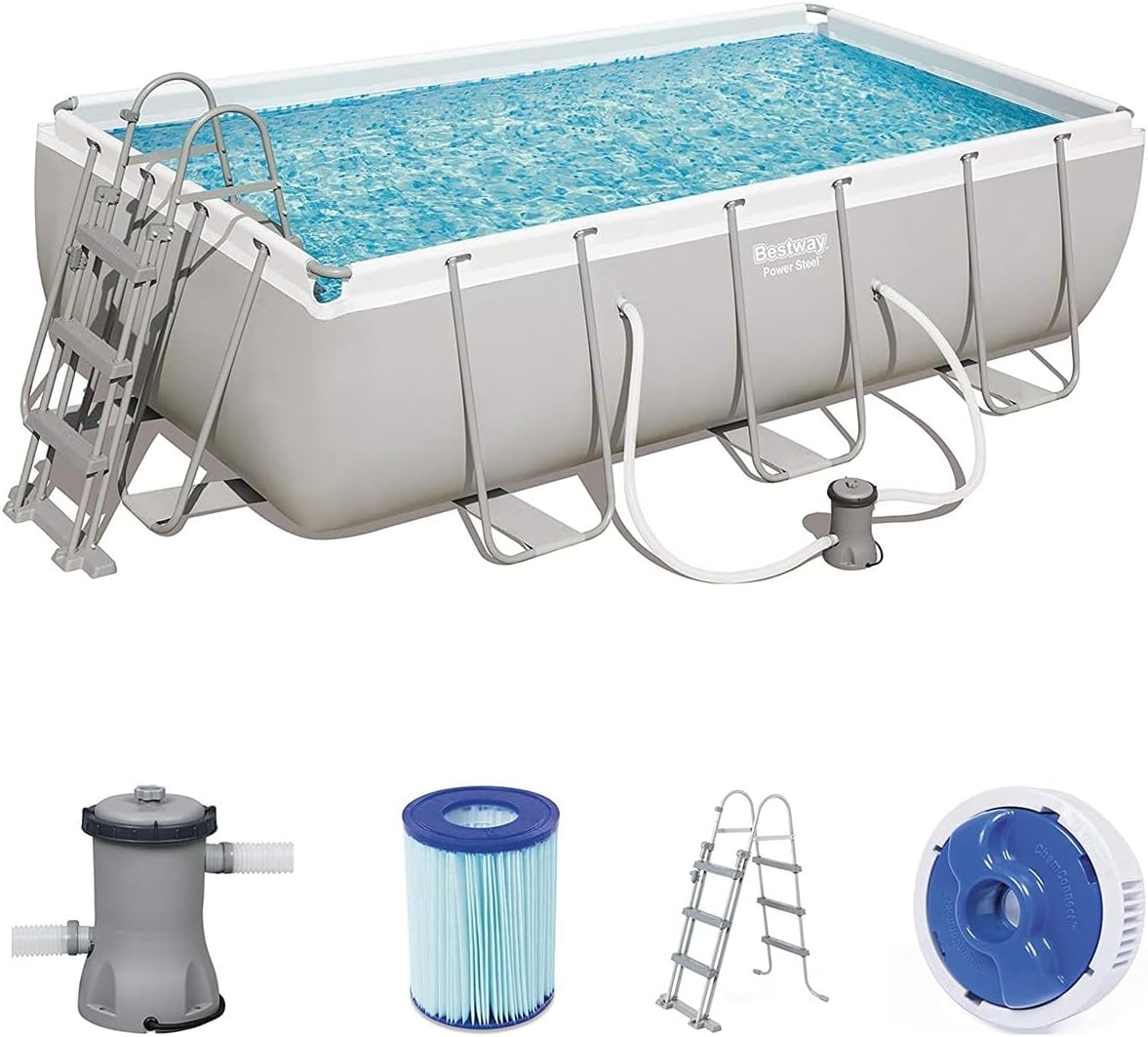 Bestway Power Steel Rectangular Pools, Grey