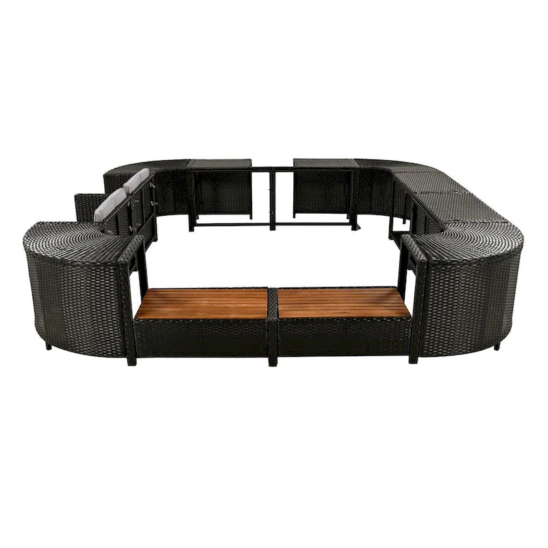 Spa Surround Spa Frame Quadrilateral Outdoor Rattan Sectional Sofa Set