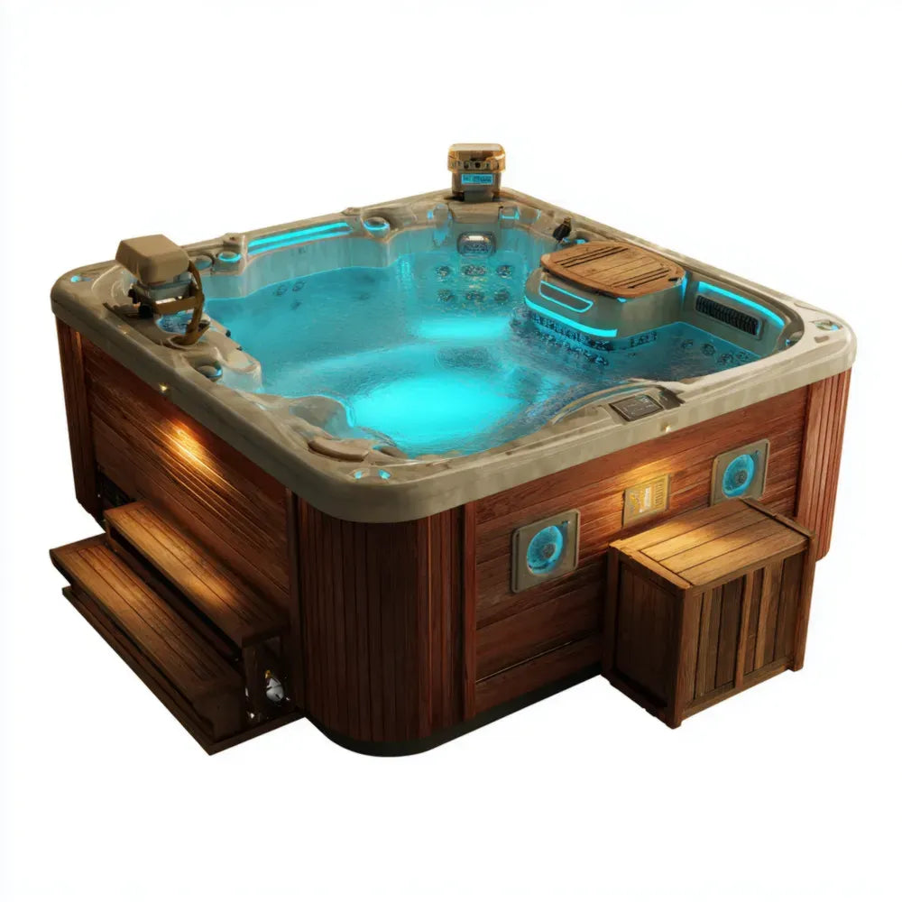 Spa extérieur en bois composite 200x200x90 cm - 6 places - LED intégrée