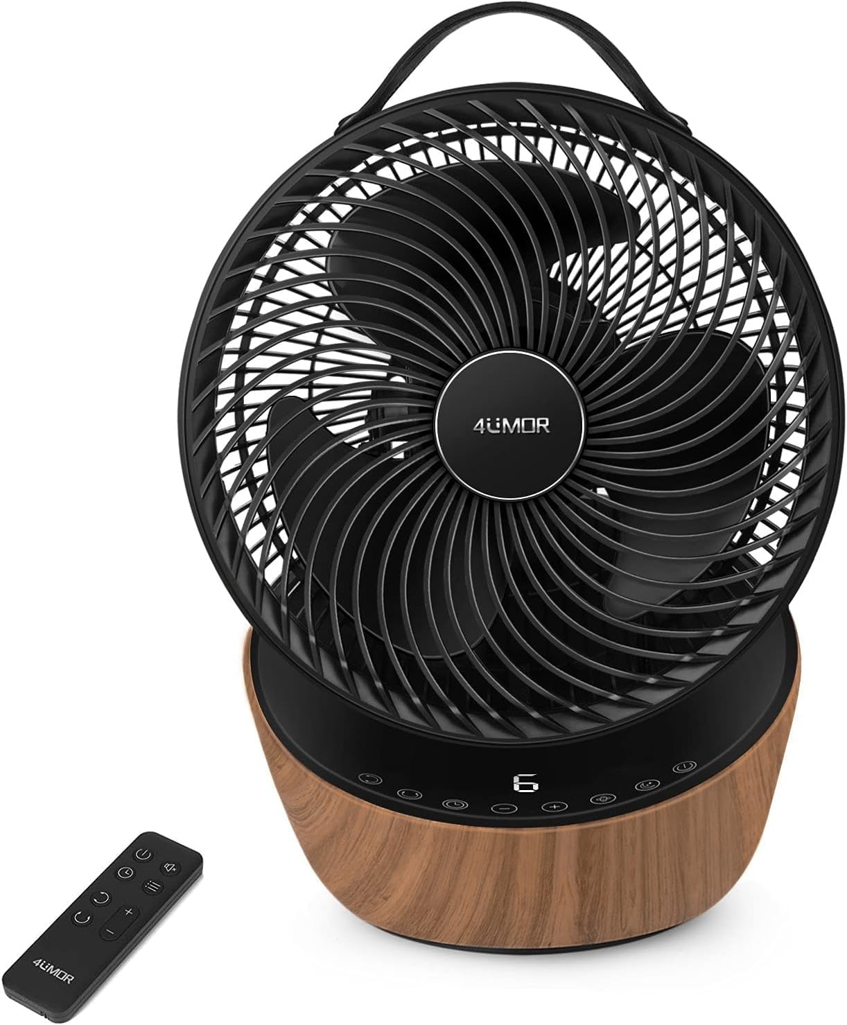 4UMOR Ventilateur Ultra Silencieux 20dB avec Télécommande 1823m³/h Moteur DC 12 Vitesses 8h Minuterie 3D Oscillation Turbo Ventilateur de Table Circulateur d'Air pour Bureau Chambre, Noir