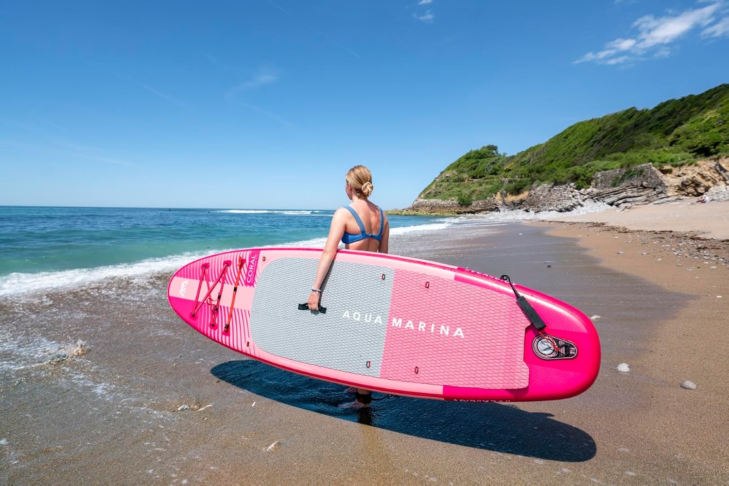 Aqua Marina Stand Up Paddle Coral 310 x 78 cm - Planche de SUP gonflable avec kit complet - Avec pagaie, pompe, sac à dos et aileron - Légère, stable et polyvalente
