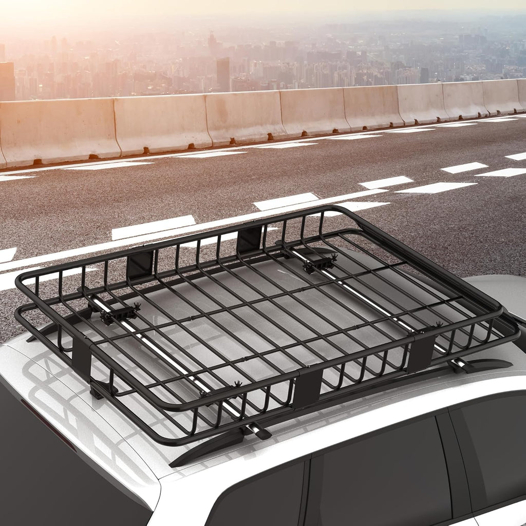 HOMCOM Porte-Bagage pour Voiture Galerie de Toit pour Voiture en métal réglable en Longueur de 109 à 162L cm Charge Max 100kg