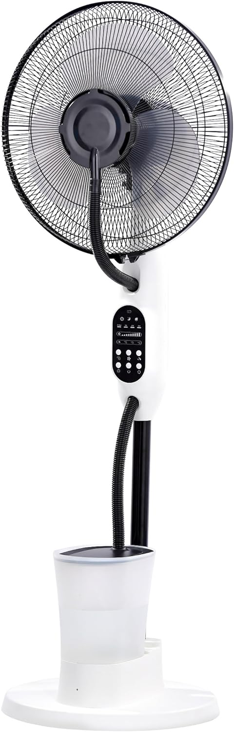 O'FRESH Ventilateur brumisateur sur Pied 125 cm – Puissant & Silencieux – Oscillation Automatique – 3 Vitesses – Intérieur – Idéal Maison, Bureaun Chambre - Rafraichit instantanémant
