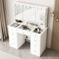 Coiffeuse avec miroir triptyque éclairage certifié et plateau en verre