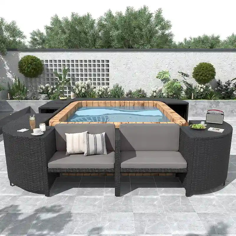 Spa Surround Spa Frame Quadrilateral Outdoor Rattan Sectional Sofa Set