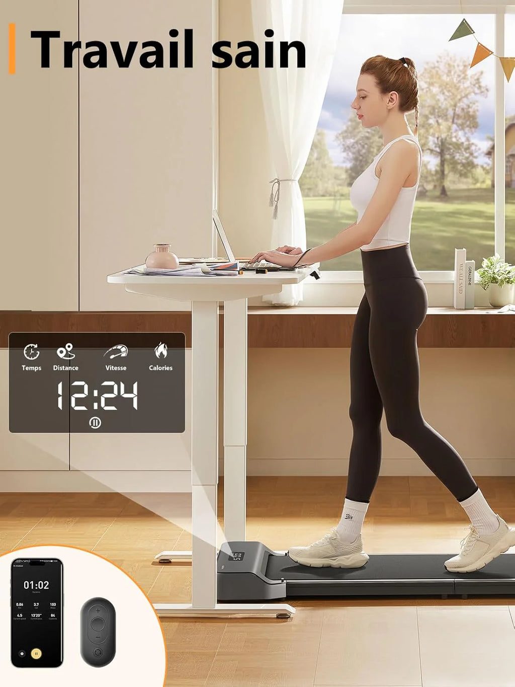 Walkingpad Z1 tapis de marche pliable, LED, télécommande, vitesse 1–6km/h