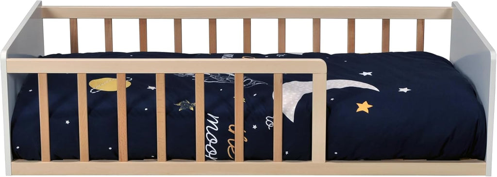 LIT Pilou 70x140 + sommier, Blanc et Naturel