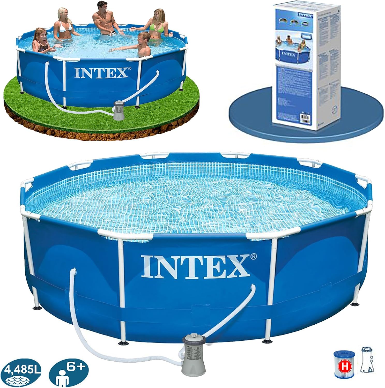 Intex - 56999Fr - Piscine - Kit Piscinette Metal Frame 3,05 X 0,76 M - Tubulaire Métal Ronde - Épurateur À Cartouche 2M3/H Inclus