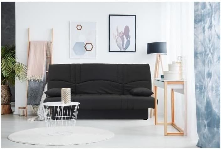 Générique Dream Banquette clic clac 3 Places - Tissu 100% Coton - Noir - Contemporain - L 190 x P 92 cm