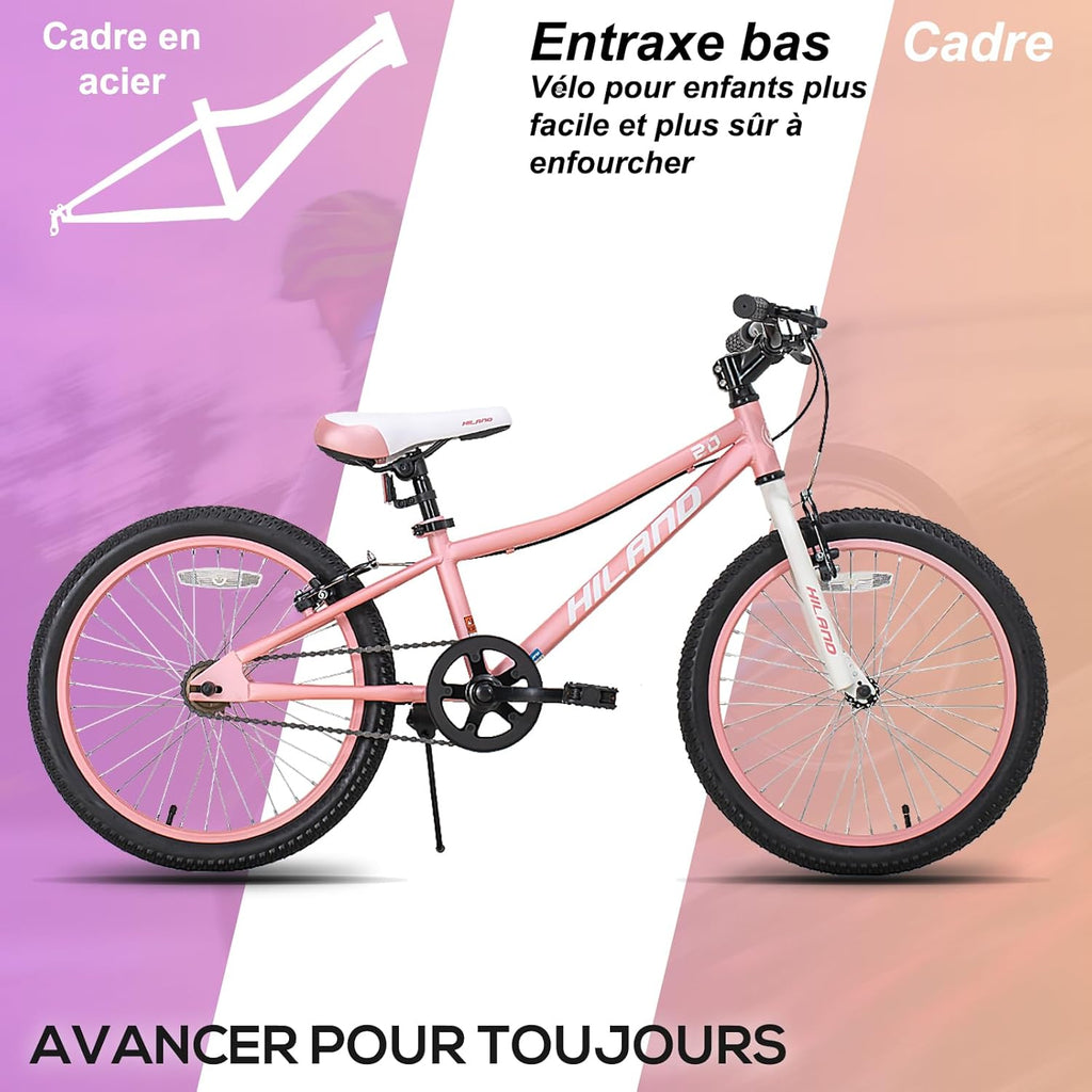 HILAND Climber Vélo VTT Enfant 20 Pouces, pour Garçon et Fille de 6 à 9 Ans, Freins V-Brake, Vélo Enfant