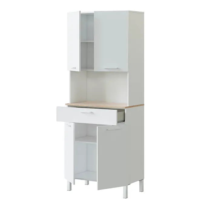 Buffet Meuble Cuisine 4 Portes Tiroir Coloris Blanc Artic Chêne Canadien. Buffet de cuisine