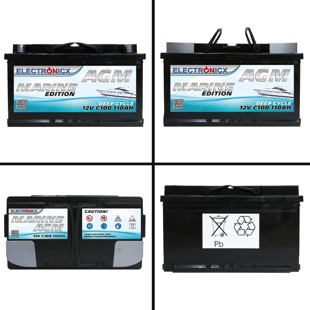 Batterie AGM 100Ah 12V Décharge Profonde Sans Entretien Étanche – Accumulateur Idéal pour Panneaux Solaires, Camping-Car, Voiture, Bateau, Fourgon Aménagé, Systèmes Photovoltaïques, Énergie Solaire,