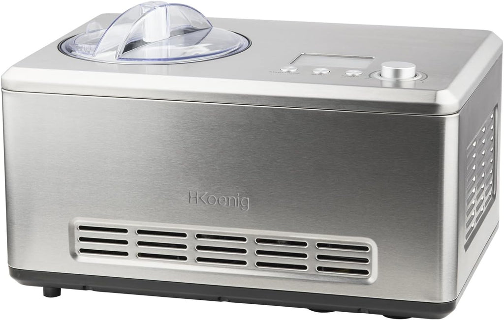 H.Koenig Sorbetière Turbine à Glace Professionnelle HF320, Machine à Glace Electrique 2L, 180 W, Réfrigérante & Maintien du Froid - Sorbet et Crème Glacée