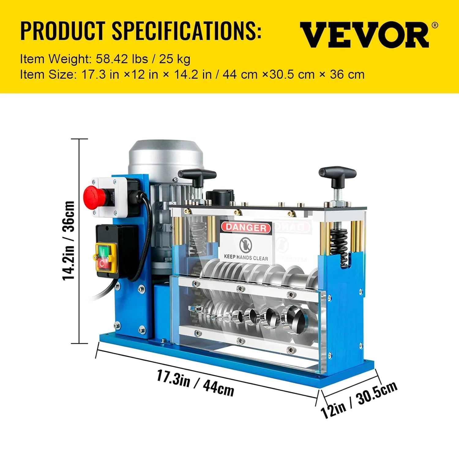 VEVOR machine à dénuder câble 370W, 1.5–38mm, 11 canaux, 10 lames, fil cuivre