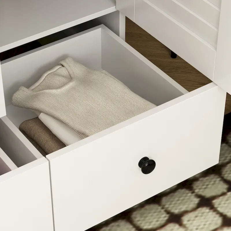 Wardrobe Armoire Closet 59W Large Freestanding Wardrobe Cabinet White