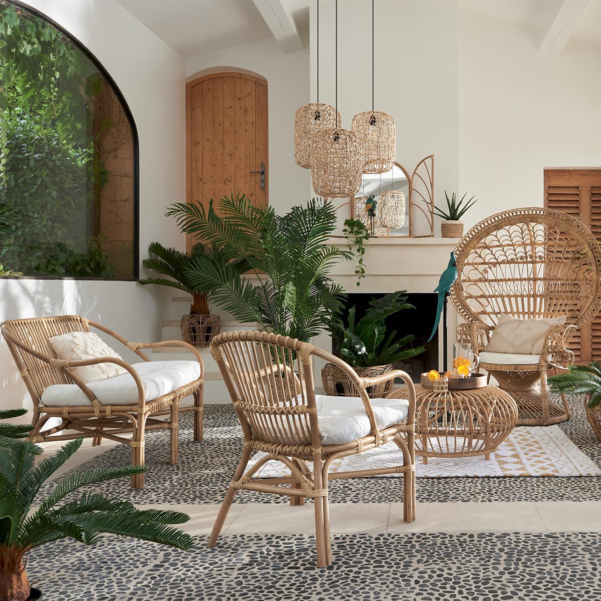 Atmosphera - Banquette 2 Places Neta - rotin et Coton