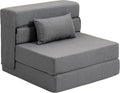 HOMCOM Fauteuil Convertible 1 Place 3 en 1, Fauteuil lit Pliant, chauffeuse 1 Place en Lin avec Large Assise, Coussin Inclus, Matelas Pliable 210 cm pour invités, Salon, Petit Espace, Gris