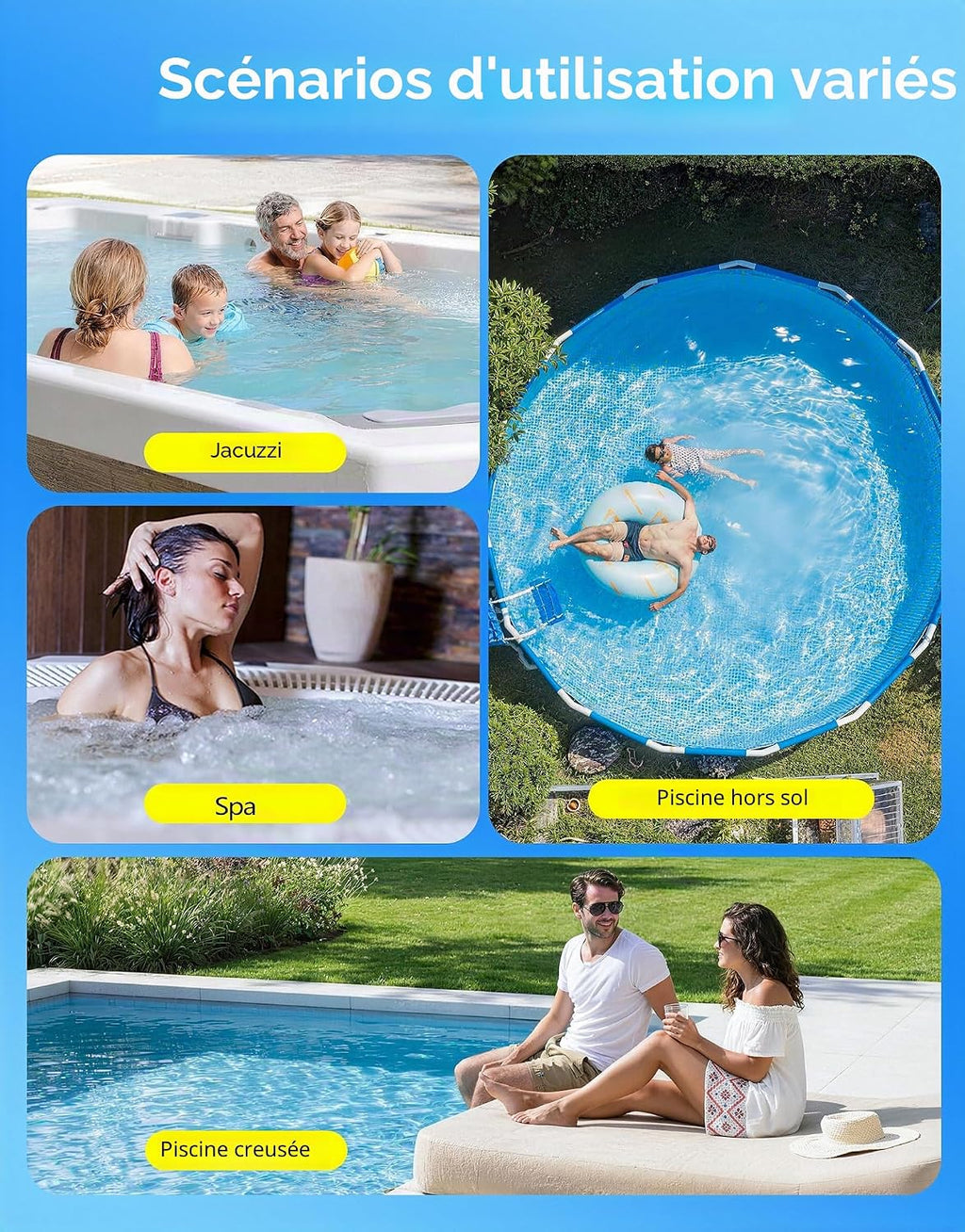 LanBlu Aspirateur Piscine Sans Fil, 2.5m Aspirateurs Piscines Batterie avec Tige Télescopique,4200L/H Manuel Aspirateur Piscine Hors Sol avec 4 Filtre,Conception Anti-retour Balai Aspirateurs Piscines