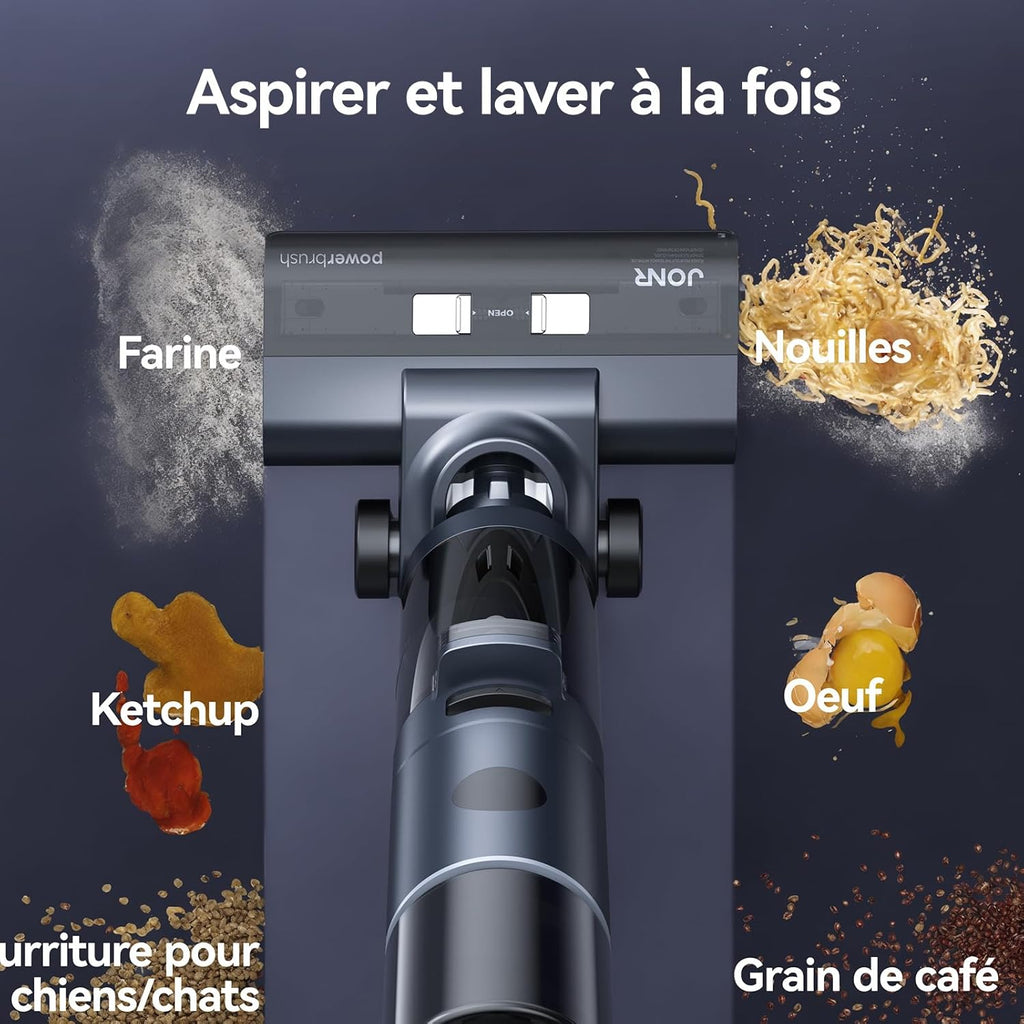 JONR ED12 Pro Aspirateur Laveur sans Fil, Nettoyage à Trois tranchants, Balai aspirateur Laveur 3 en 1, Auto-Nettoyage à l'eau Chaude, Séchage à l'Air Chaud pour Sols Durs et Poils d'animaux