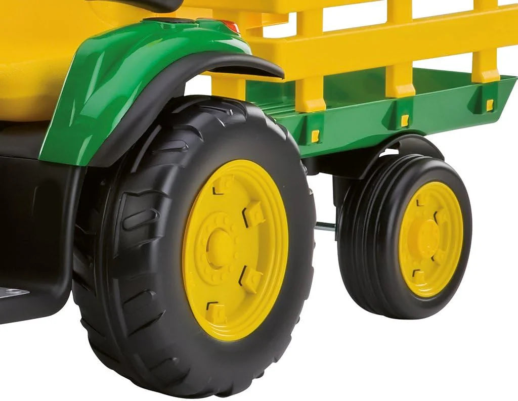 Peg Perego John Deere Ground Force 12V + remorque, vert/jaune, enfants