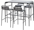 sweeek - Table Haute de Jardin Acier + 4 assises Amelia Anthracite. 4 chaises Hautes en Acier. 120 x 70cm x 95cm