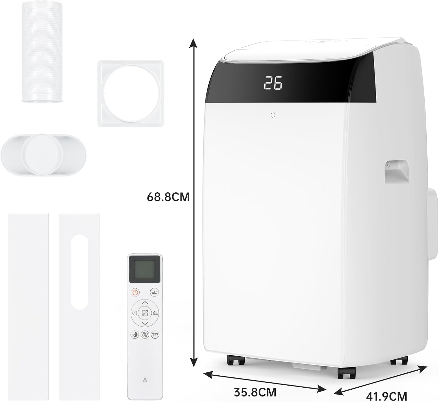 Garvee Climatiseur Mobile 12000 BTU, 4 En 1 Avec Mode Nuit, Timer 24H - Refroidit Jusqu'à 50 M² - Pour Bureau, Chambre, Camping-Car - Énergie a, Silencieux