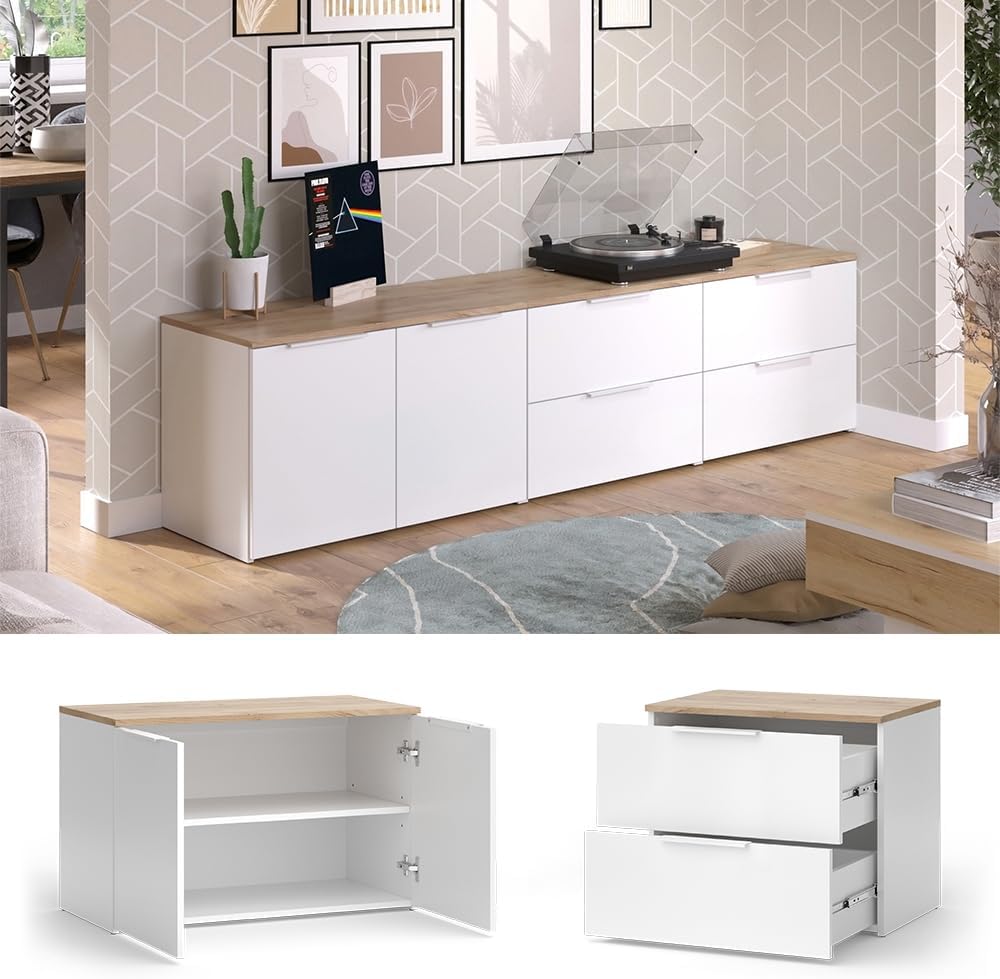 Vicco Meuble-paroi Wido, Blanc/Sonoma, 3 pièces