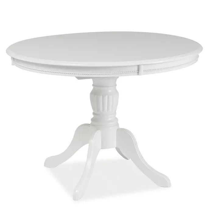Table à Manger Blanche 106cm Extensible Blanche Avec Pied Central Ade Blanc Table