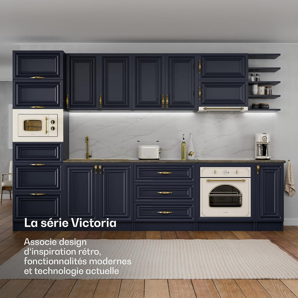 Klarstein Victoria Set Petit-Déjeuner Complet – Grille-Pain 2 Fentes 7 Niveaux, Bouilloire Électrique 1,7L, Cafetière Filtre 12 Tasses, Design Rétro, Support à Petits Pains, Cream