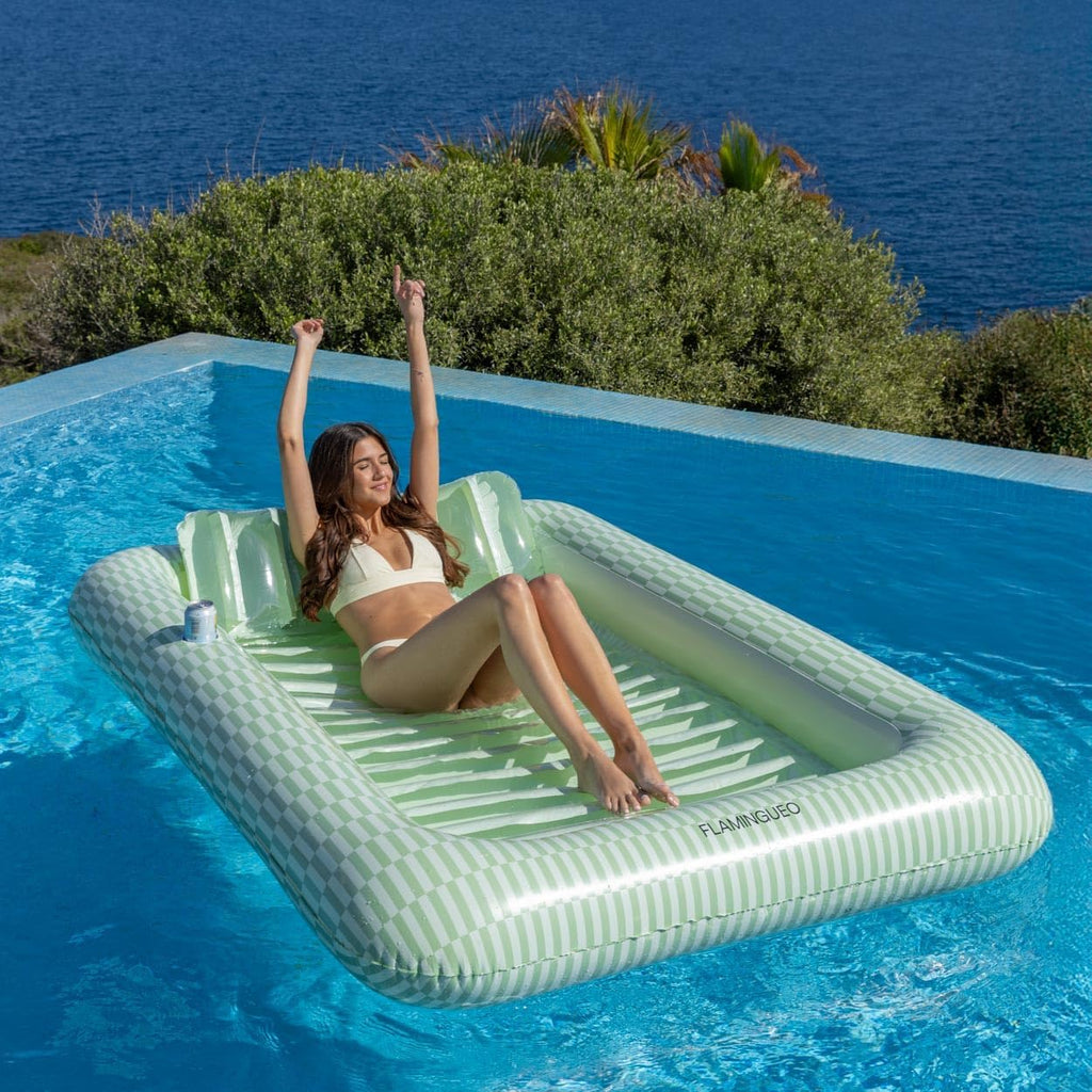 Flamingueo Bouee Piscine - Matelas Piscine, Bouee Piscine Adulte, Matelas de Plage, Accessoires Piscine, Bouée, Tanning Pool (205 x 140 x 38 cm)