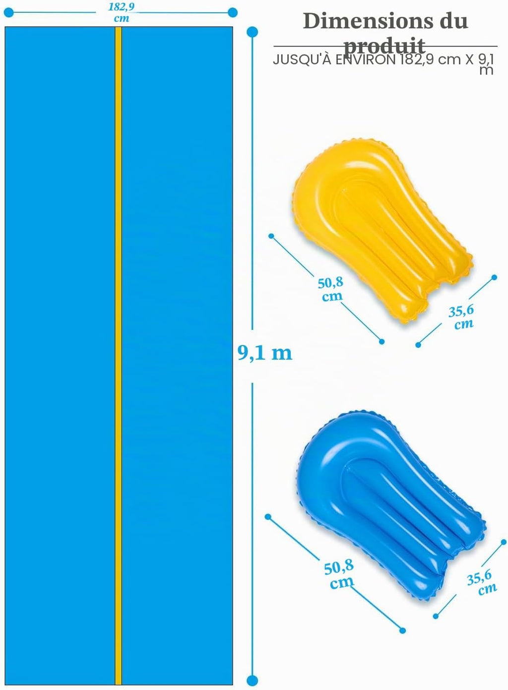 Sloosh Grand Toboggan Aquatique 914,4 x 182,8 cm, Toboggan pour pelouse avec arroseur intégré et 2 Planches gonflables pour Glisser, Les fêtes d'été, Jardin, pelouse et Jeux d'eau en extérieur