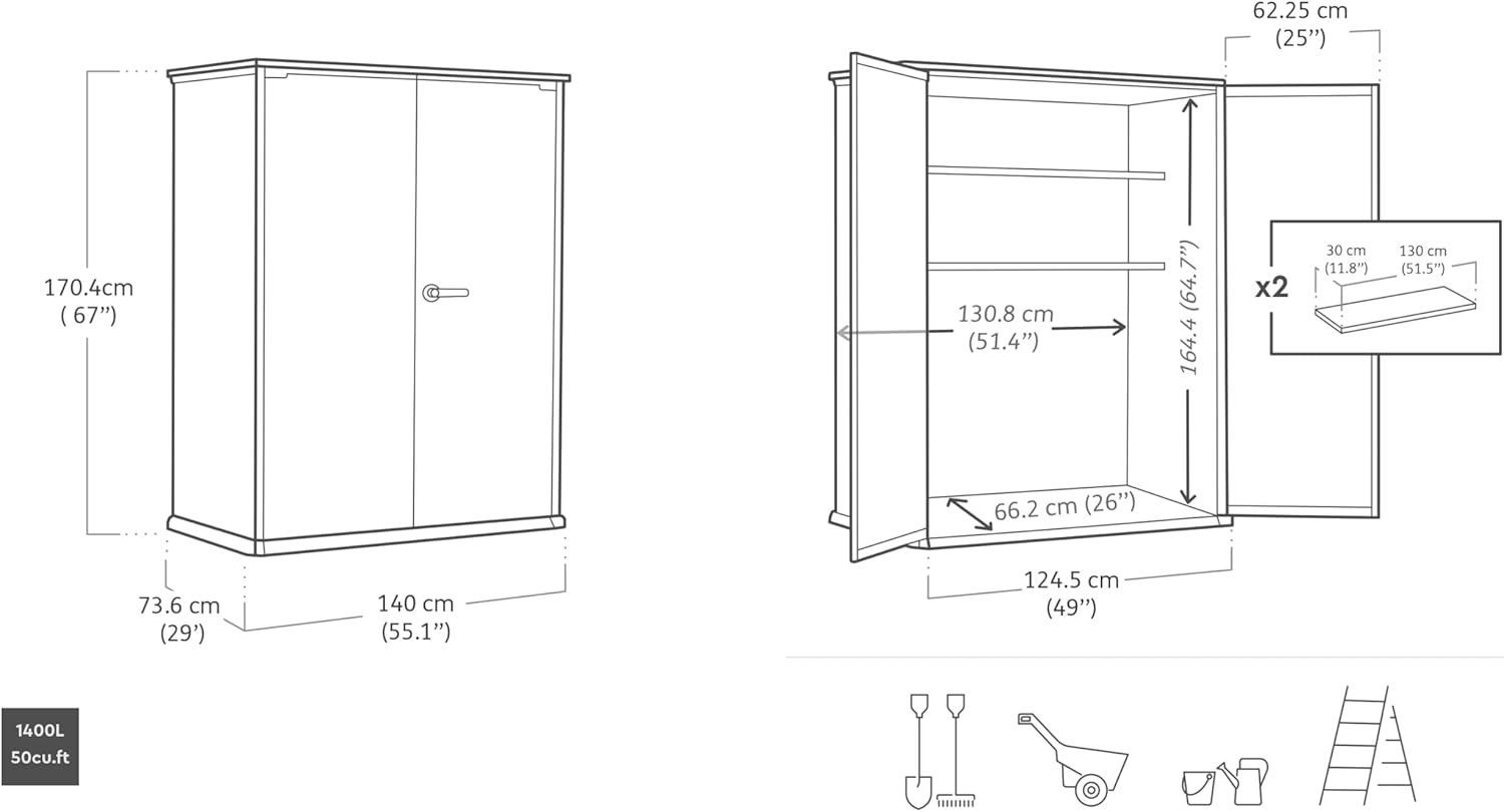 KETER Armoire extérieure HIGHSTORE Plus Gris - 1400 litres