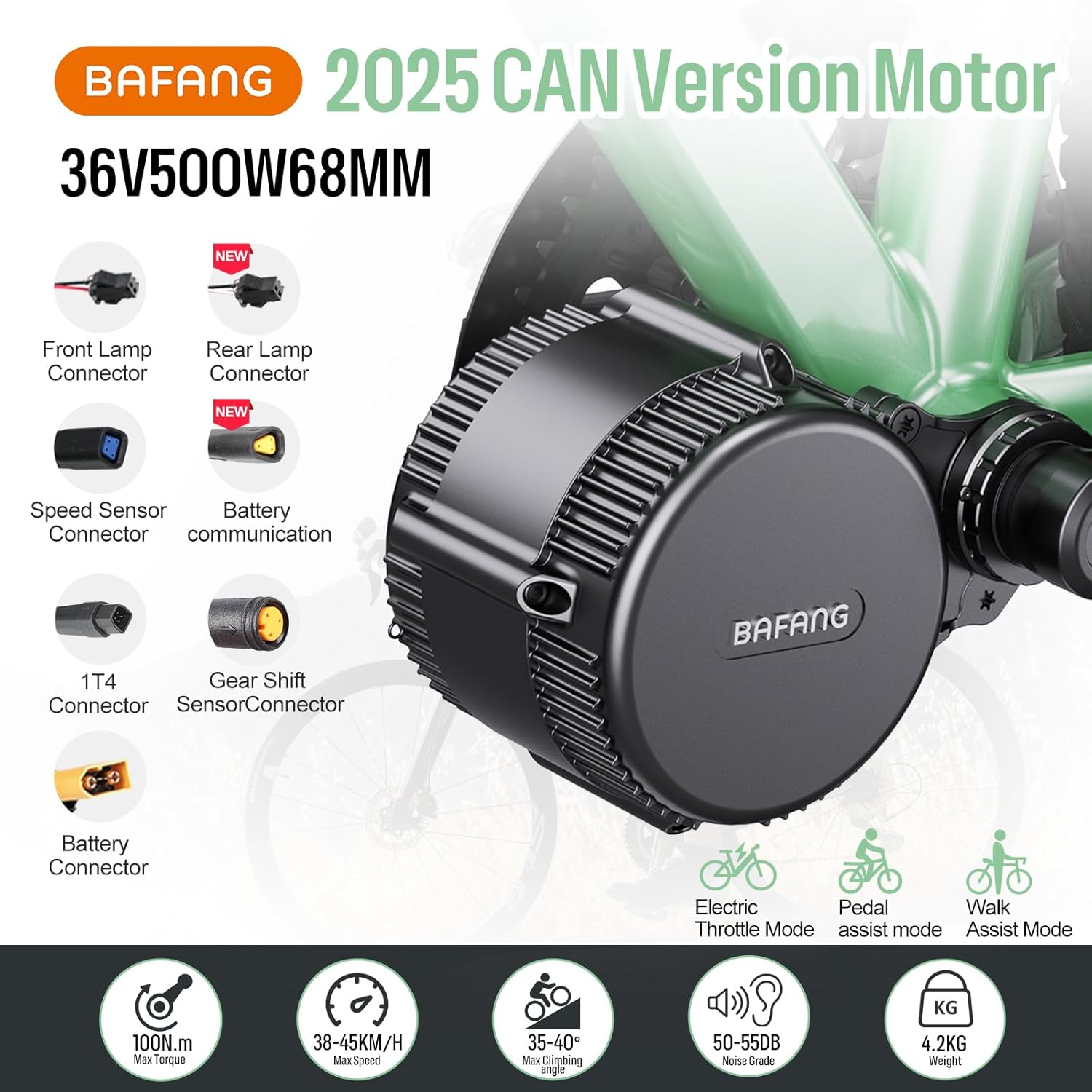 BAFANG 500W 36V BBS02B Kit de Conversion pour Vélo Électrique avec 20Ah Batterie et VD618 Afficheur, Moteur Central G340 pour Vélos de Montagne avec Boîtier de Pédalier BB68mm