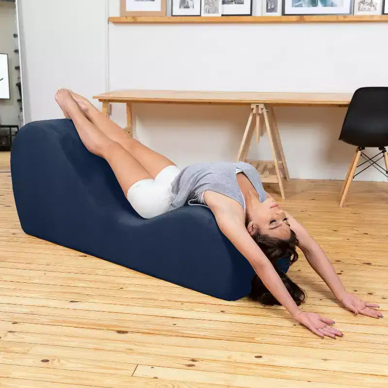 Avana Sleek Chaise Lounge for Yoga - Made in The USA - Great for Stretching, Relaxation, Exercise & More, 60D x 18W x 26H Inch, Light Grey