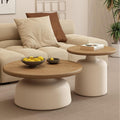Table Basse Ronde Bois Massif, Table Basse Ronde Salon Moderne, Style Crémeux, Socle en Acier Au Carbone pour Maison Salon Bureau Ferme-Facile À Assembler(Black)