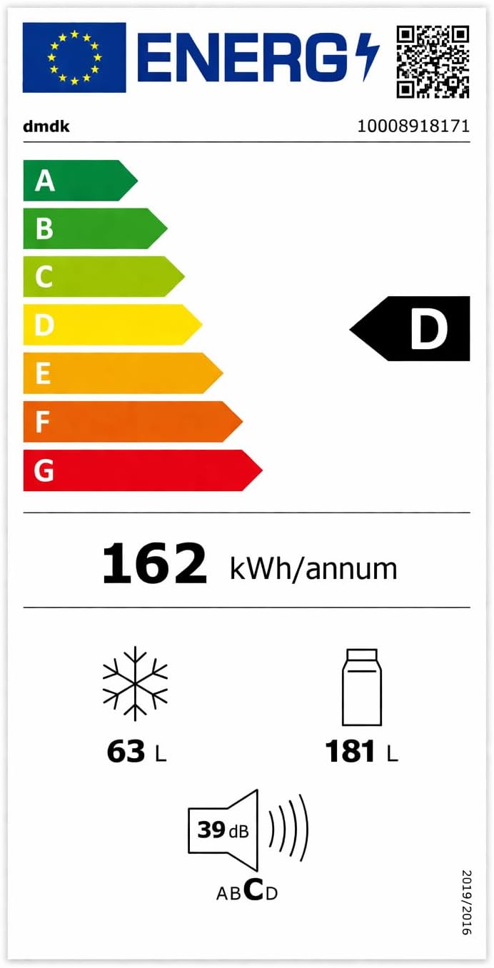 DMDK DKB3 Réfrigérateur-Congélateur Combiné Rétro, Noir Mat, 181 cm, No Frost, 244 l, Pose Libre, 55 x 57,50 cm