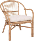 Atmosphera - Fauteuil Neta en Rotin Naturel et Coton - Blanc - 60 x 68 x 77 cm - Assise Confortable - pour Salon, Chambre, Véranda