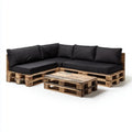 Canapé d'angle de jardin Palette en Bois 220x180x40 cm Noir – Style Industriel