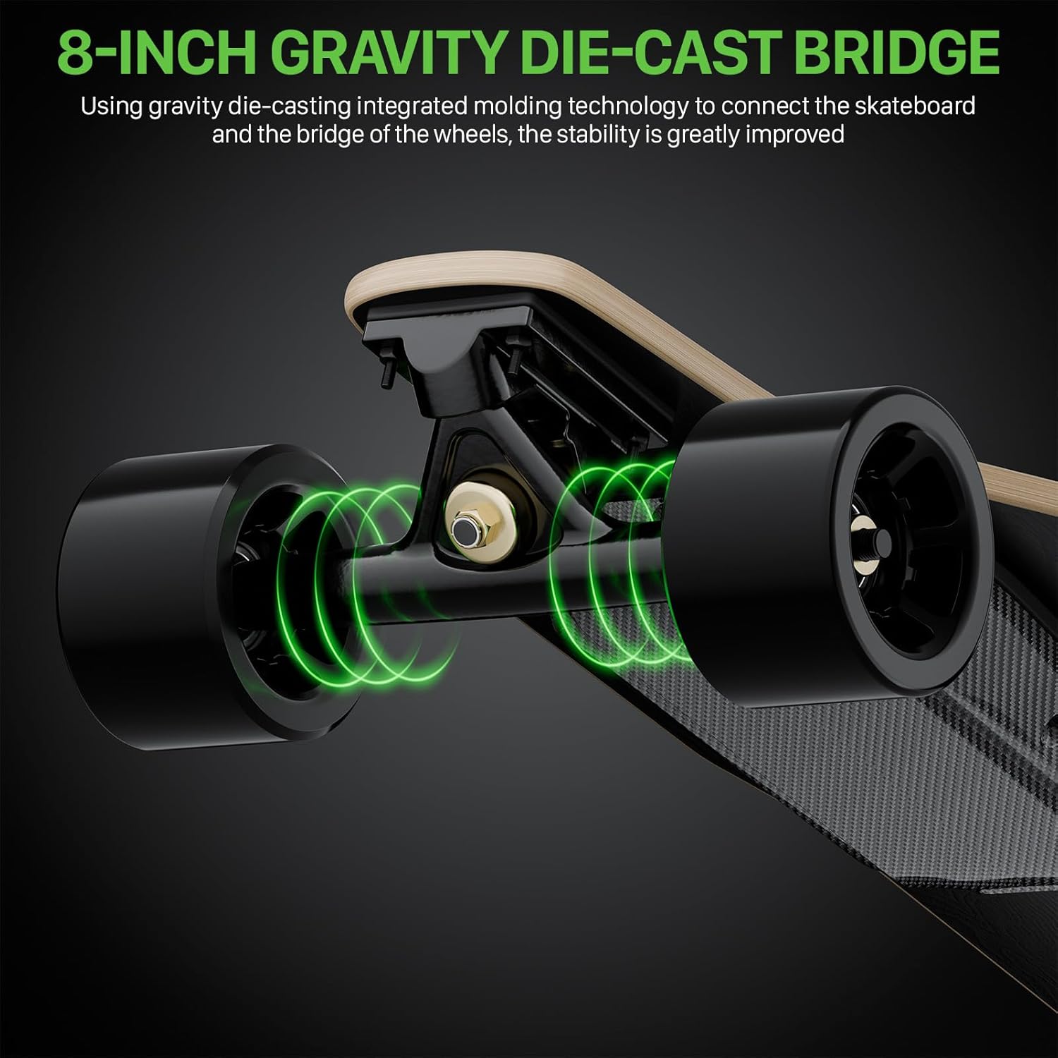 Qekud Skateboard électrique pour adultes et adolescents - Moteur 1800 W 4 modes de vitesse - Télécommande avec OLED avec écran - Noir