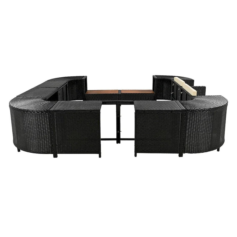 Spa Surround Spa Frame Quadrilateral Outdoor Rattan Sectional Sofa Set