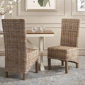 Lot de 2 chaises de salle à manger en osier naturel L 48 cm x P 56 cm x H 104 cm, style bohème côtier